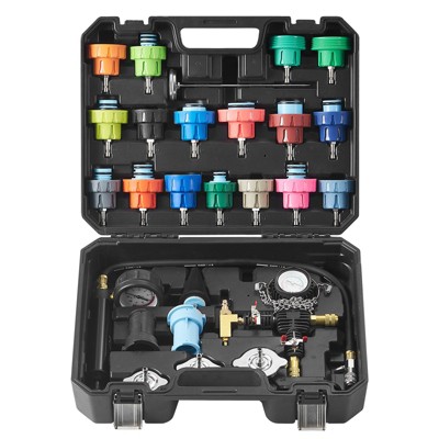 VEVOR 28 pcs Universal Radiator Pressure Tester Kit, Coolant Pressure Tester Kit with Manual Pump and Color-coded Test Caps,Black