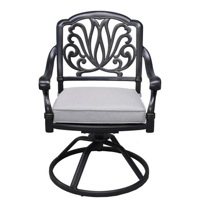XIYUYEU 2PC Patio Dining Chairs with Cushion,Modern Outdoor Dining Chairs,26 inch Aluminum Chairs Suitable for Patio,Garden,Gray White