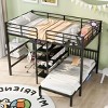 Streamdale Full Over Twin Metal Bunk Bed with Built-in Desk, Shelves and Ladder, Black - 3 of 4