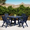 WestinTrends Malibu 5-Piece HDPE Square Patio Dining Table Set with Foldable Chairs, White - 2 of 4