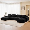 153" Corduroy U-Shaped Modular Sectional Sofa with 2 Movable Ottomans, Pearl-Like Piping, and Tufted Design - 2 of 4