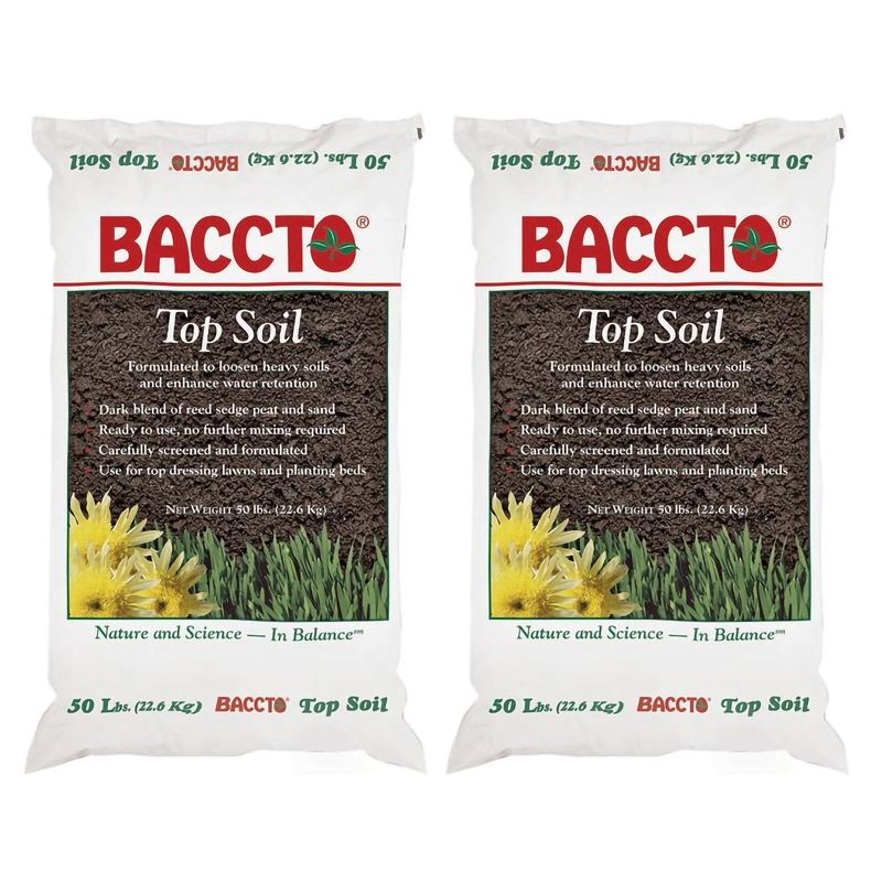 Michigan Peat 1550P Baccto Top Soil for Lawns, Gardens, and Raised Planting Beds with Reed Sedge, Peat, and Sand, 50 Pounds (2 Pack), 1 of 7
