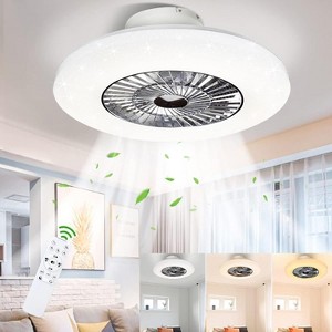 Runesay LED Remote Ceiling Fan with Light Kit, 40 W Modern Dimmable Ceiling Fan Lighting, 7 Invisible Blades Ceiling Fans, 23 Litres - 1 of 4