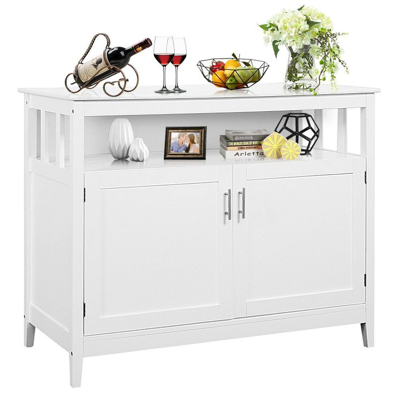 Costway Modern Kitchen Storage Cabinet Buffet Server Table 36" Sideboard Dining Wood White, 1 of 8