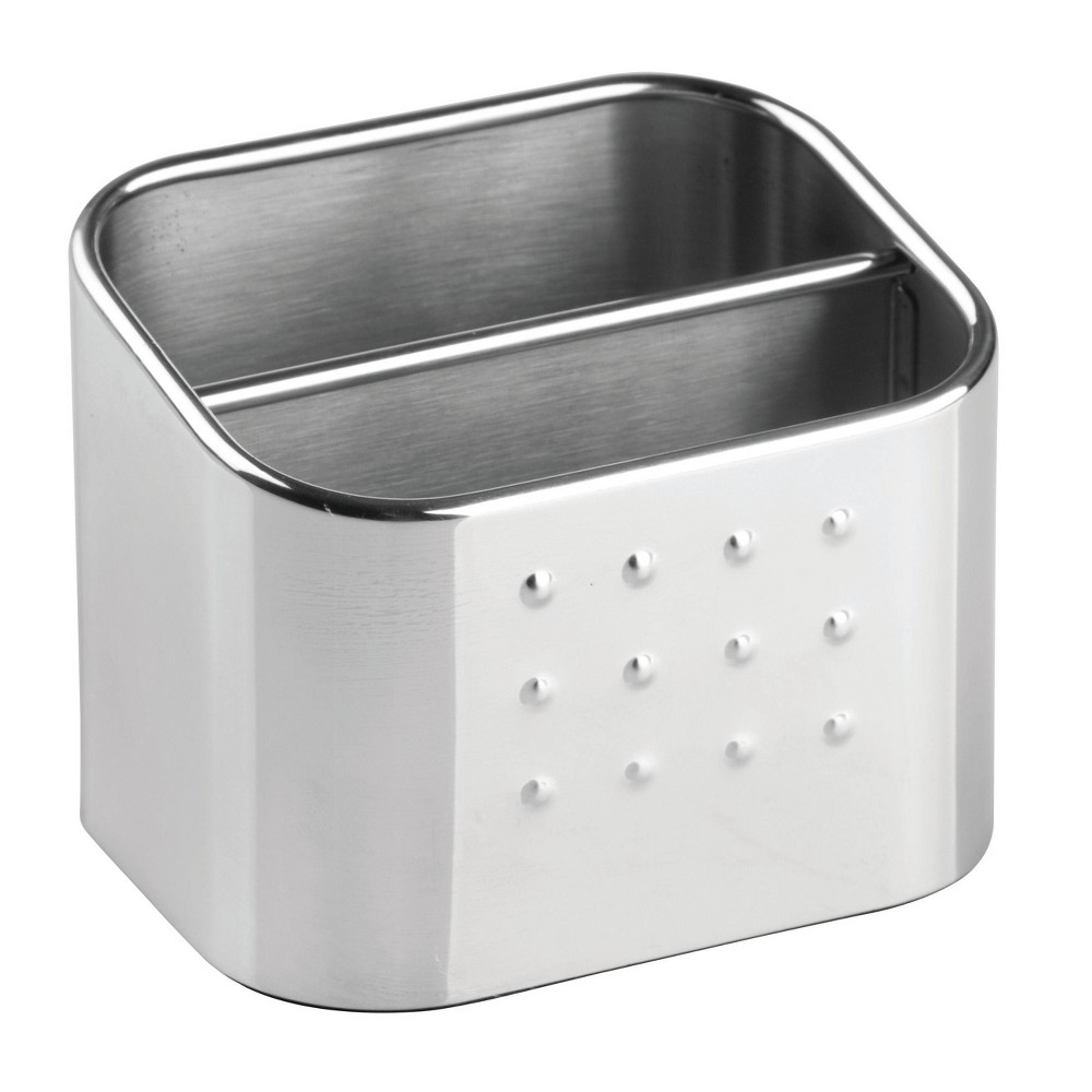 iDESIGN Forma Polished Stainless Steel Sink Organizer Set with Sponge and Scrubby: Kitchen Storage, Hand Wash, 3.5" Height