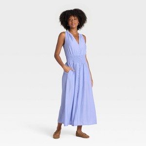 Women's Button-Front Maxi A-Line Dress - Universal Thread™ - 1 of 3