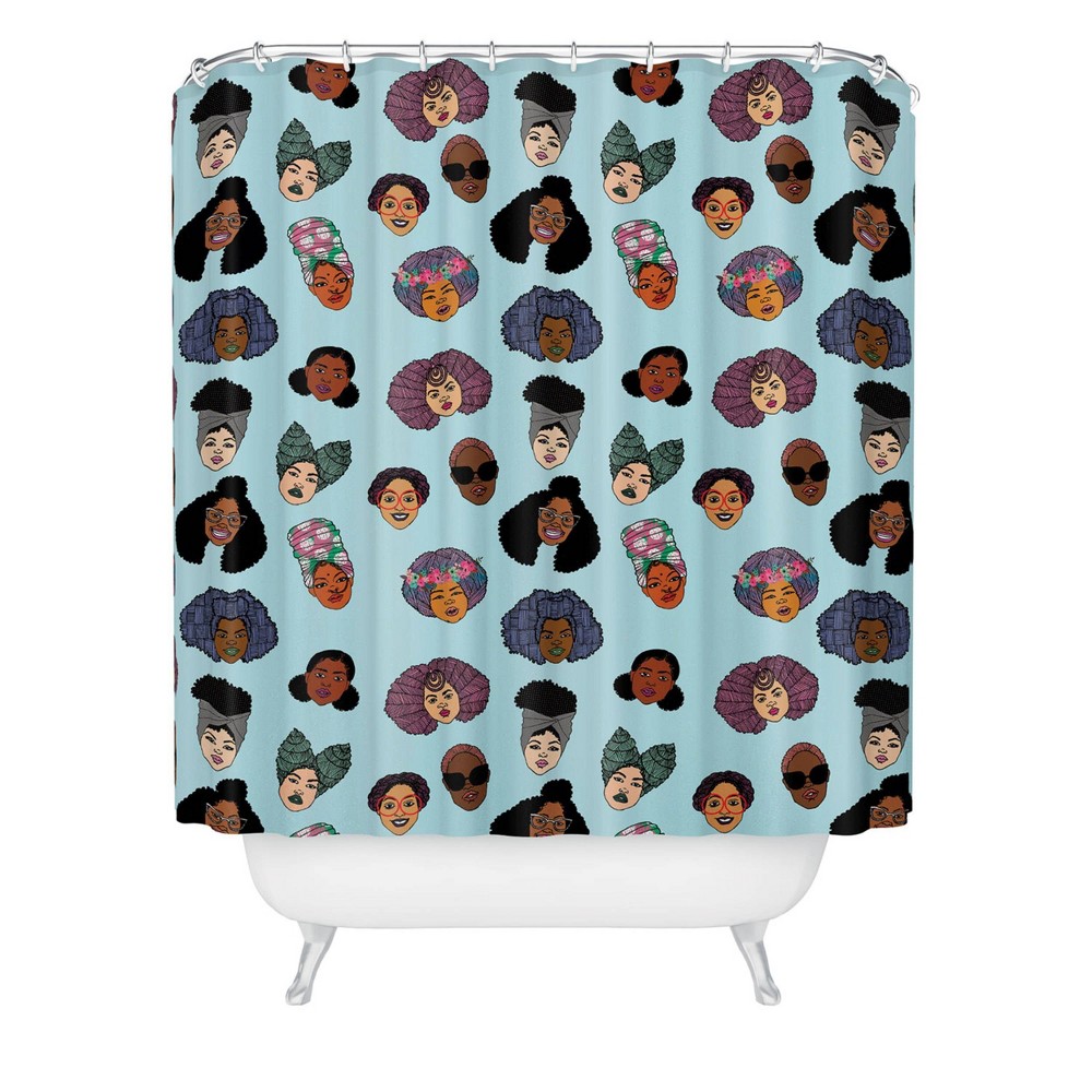 Many Black Faces Shower Curtain Black Art by Dorcas Creates - society6