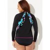 Swimsuits for All Women's Chlorine Resistant Zip Front Long Sleeve Swim Shirt (Plus Sizes Available) - 3 of 4