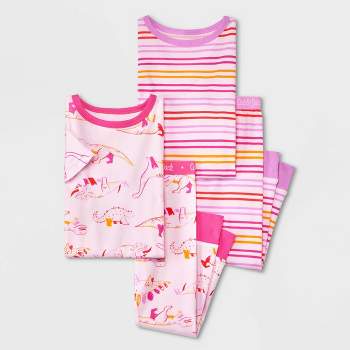 Toddler Girls' 4pc Dinosaur & Striped Pajama Set - Cat & Jack™ Pink