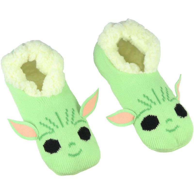 Star Wars The Mandalorian Baby Yoda Women's Slipper Socks No-Slip Sole For Women Green, 1 of 5