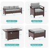 Sonkuki 6 Pieces Patio Sofa with Rectangle Fire Pit Table and Ottomans, Patio Conversation Couch with Cushion - 3 of 4