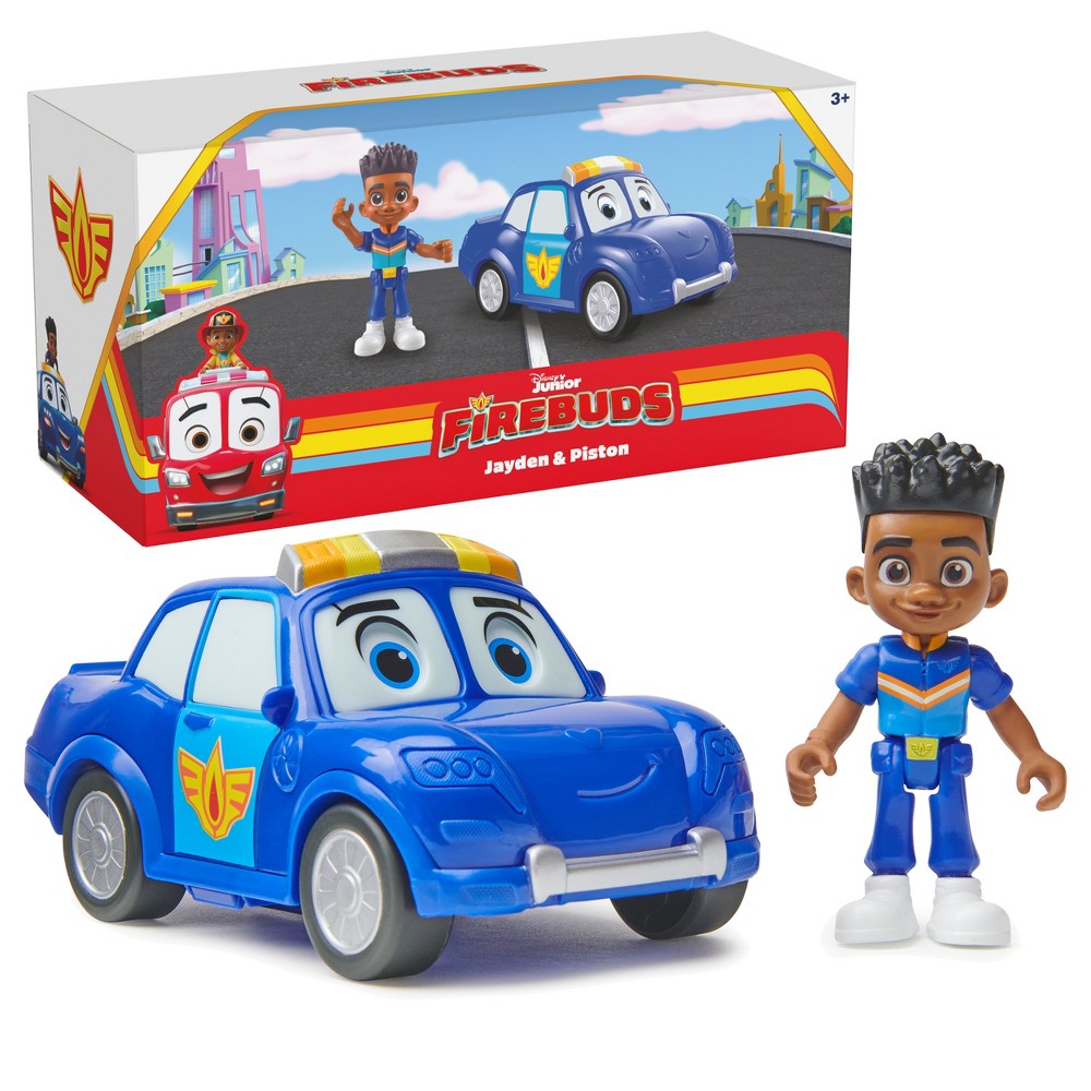 Disney Junior Firebuds Friends Jayden and Piston Figure and Police Car Set