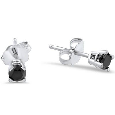 Pompeii3 White Gold 1/5ct Round Cut Black Diamond Studs