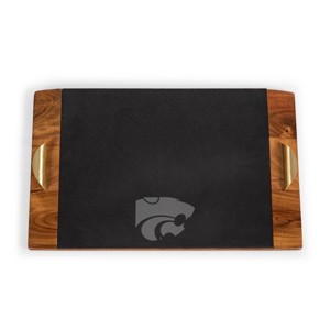 NCAA Kansas State Wildcats Covina Acacia Wood and Slate Black with Gold Accents Serving Tray - 1 of 4
