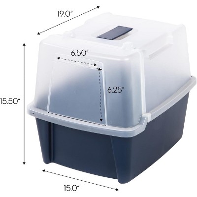 Large Navy Enclosed Cat Litter Box with Scoop