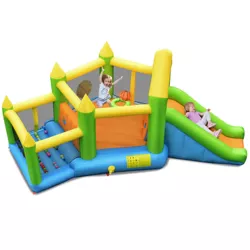 Costway Inflatable Slide Bouncer Ball Pit Basketball Dart Game Without Blower