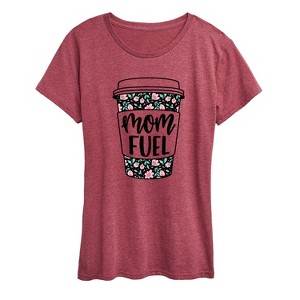 Women's - Instant Message - Mom Fuel Floral Coffee Short Sleeve Graphic T-Shirt - 1 of 4