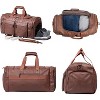Waterproof Leather Travel Duffel Bag with Shoe Pouch, Weekender Overnight Carry-On Tote for Men & Women - 3 of 4