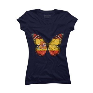 Junior's Design By Humans Butterfly Flag Of Spain By GiftsIdeas T-Shirt - 1 of 2