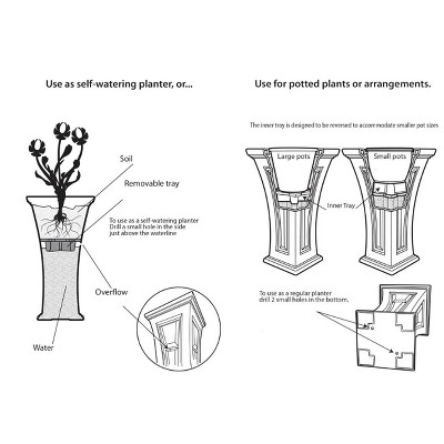 Tall Black Self-Watering Outdoor Planter Set