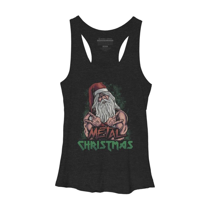 Women's Design By Humans Metal Christmas By cabooth Racerback Tank Top, 1 of 4