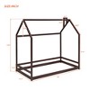 Twin Size House Bed Frame with Roof, Semi-Enclosed Playhouse Design, Wood Platform Bed for Kids, No Slats - 3 of 4