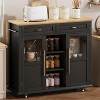 Kitchen Island with Storage, 41'' Storage Island with Drawer, Open Shelf and Door Cabinet, Rolling Cart - 2 of 4