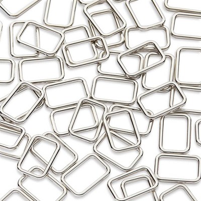 Bright Creations 48 Pack Metal Rectangle Buckles Ring for Bags and Purse Snap Hook, 1 x 0.6 inch, Silver