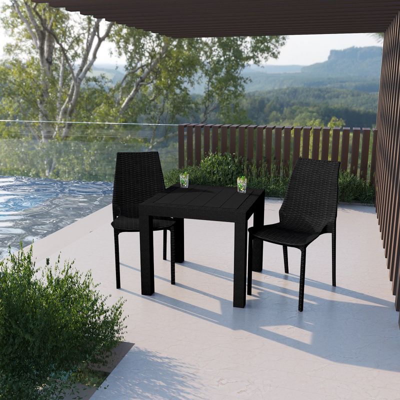 LeisureMod Kent Modern Outdoor Plastic Dining Chair Stackable Design Set of 2, 2 of 10