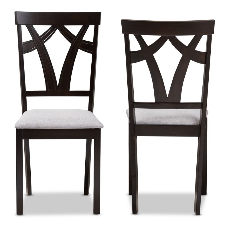 Set of 2 Sylvia Modern And Contemporary Fabric Upholstered And Finished Dining Chairs Gray/Dark Brown - Baxton Studio, 4 of 10