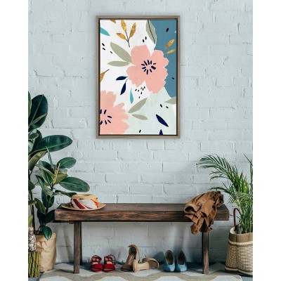Daydream I Flower Abstract Canvas Wall Art with Gold Accents