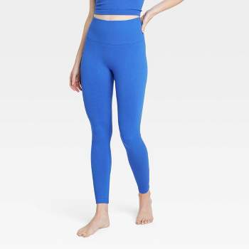Women's High-waist Reflective Piping Fitness Leggings Blue Medium - White  Mark : Target