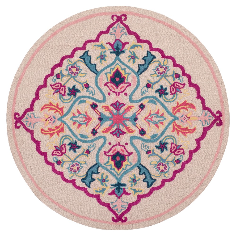 5' Round Medallion Tufted Area Rug Light Pink - Safavieh