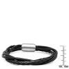 Steeltime Men's 8" genuine leather wrap bracelet in black - 3 of 4