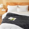 Snuggle Sac Faux Fur Checkered Throw Blanket, Fluffy Feather Yarn Blend Bedding Blankets for Couch or Bed - 2 of 4
