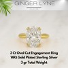 Solitaire 3Ct Oval Cut Engagement Ring for Women Sterling Silver 8A CZ Ginger Lyne Collection - 2 of 4