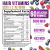 Hair Vitamins Gummies with Biotin 5000 mcg - Stronger, Radiant Hair, Skin & Nails Supplement Vitamin E & C - 60 Gummies By Nature's Nutrition - 2 of 4