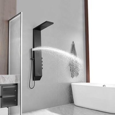 Matte Black Multi-Function Brass Shower Panel System