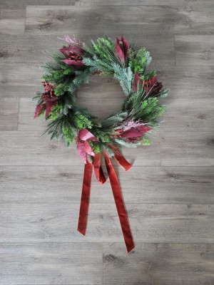 Wire Wreath Faux Eucalyptus popular & Velvet Ribbon, Threshold with Studio McGee