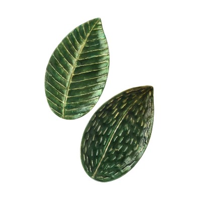 Beachcombers S/2 CAPIZ LEAF TRINKET DISH