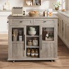 Coucheta 30'' Tall Mobile Kitchen Island Cart with Drop Leaf, Rolling Storage Cart with Cabinet & Drawers, Kitchen Cart Table for Small Spaces - 2 of 4