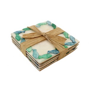 Beachcombers Set of 4 Capiz Square Coasters - 1 of 2