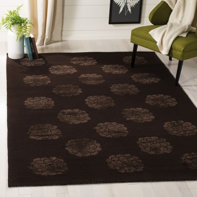 Hand-Knotted Onyx Wool and Silk Medallion Accent Rug