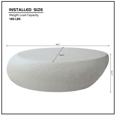 Beige Fiberglass Oval Coffee Table with Matte Finish