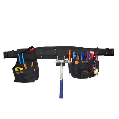 Boulder Bag Ultimate Comfort Combo ULT100 Electrician's Tool Belt with Quick Release Buckle, Medium Waist 31-35 Inch, 13 Slots, 19 Pockets, Black