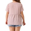 Agnes Orinda Women's Plus Size V Neck Ruffle Hem Short Sleeve Cinched Waist Floral Peplum Blouses - 4 of 4