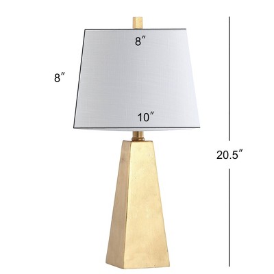 Gold Resin Pyramid Table Lamp with White Cotton Shade