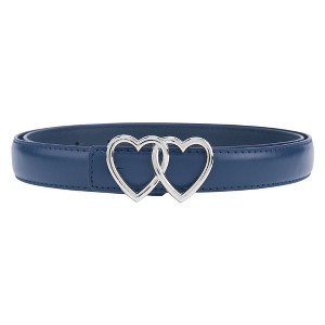 INSPIRE CHIC Women Reversible Faux Leather 0.9" Width Belt with Metal Double Hearts Ring Buckle Belts 1Pc - 1 of 4