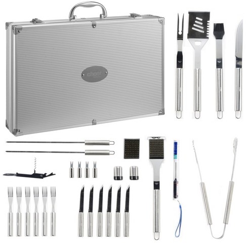 16-Piece BBQ Grill Accessories Set - Barbecue Tool Kit with Aluminum Case  for Home Grilling - Great Gift for Birthday or Father's Day by Home-Complete