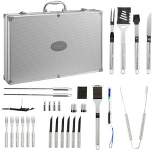 Cheer Collection 30-Piece Stainless Steel BBQ Grilling Utensil Set with Storage Case